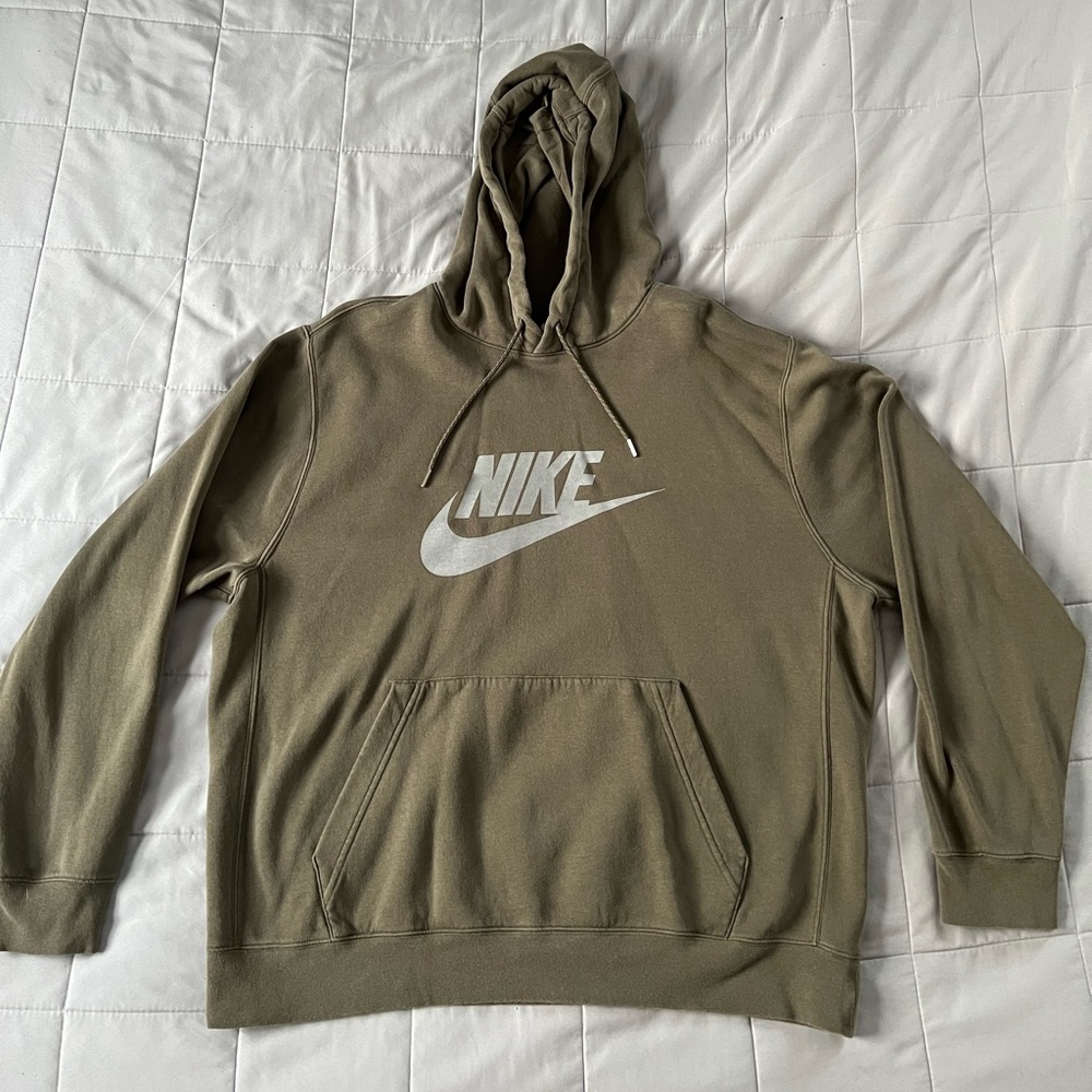 Nike olive green pull over hoodie